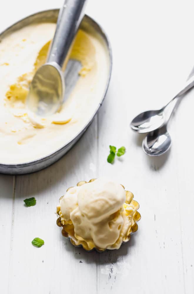 Low-Carb, Keto Ice Cream Recipe scooped into a bowl