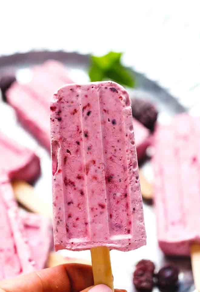 Low-Carb, Keto Popsicles Recipe held in hand