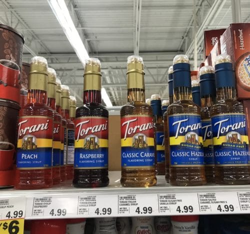 Torani Syrups on a shelf