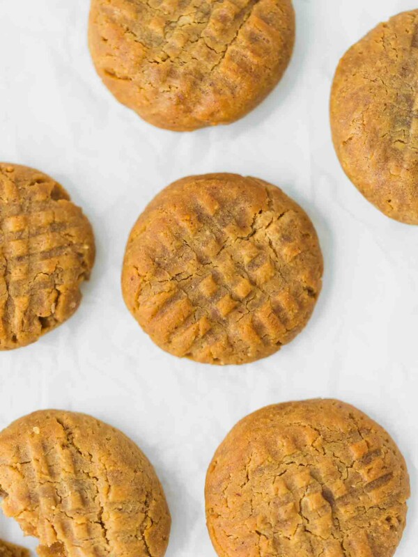 Keto Peanut Butter Cookies Recipe on a parchment paper