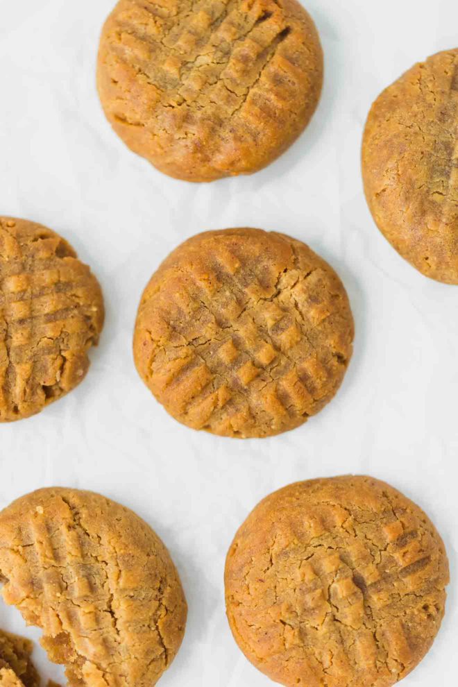 Keto Peanut Butter Cookies Recipe on a parchment paper