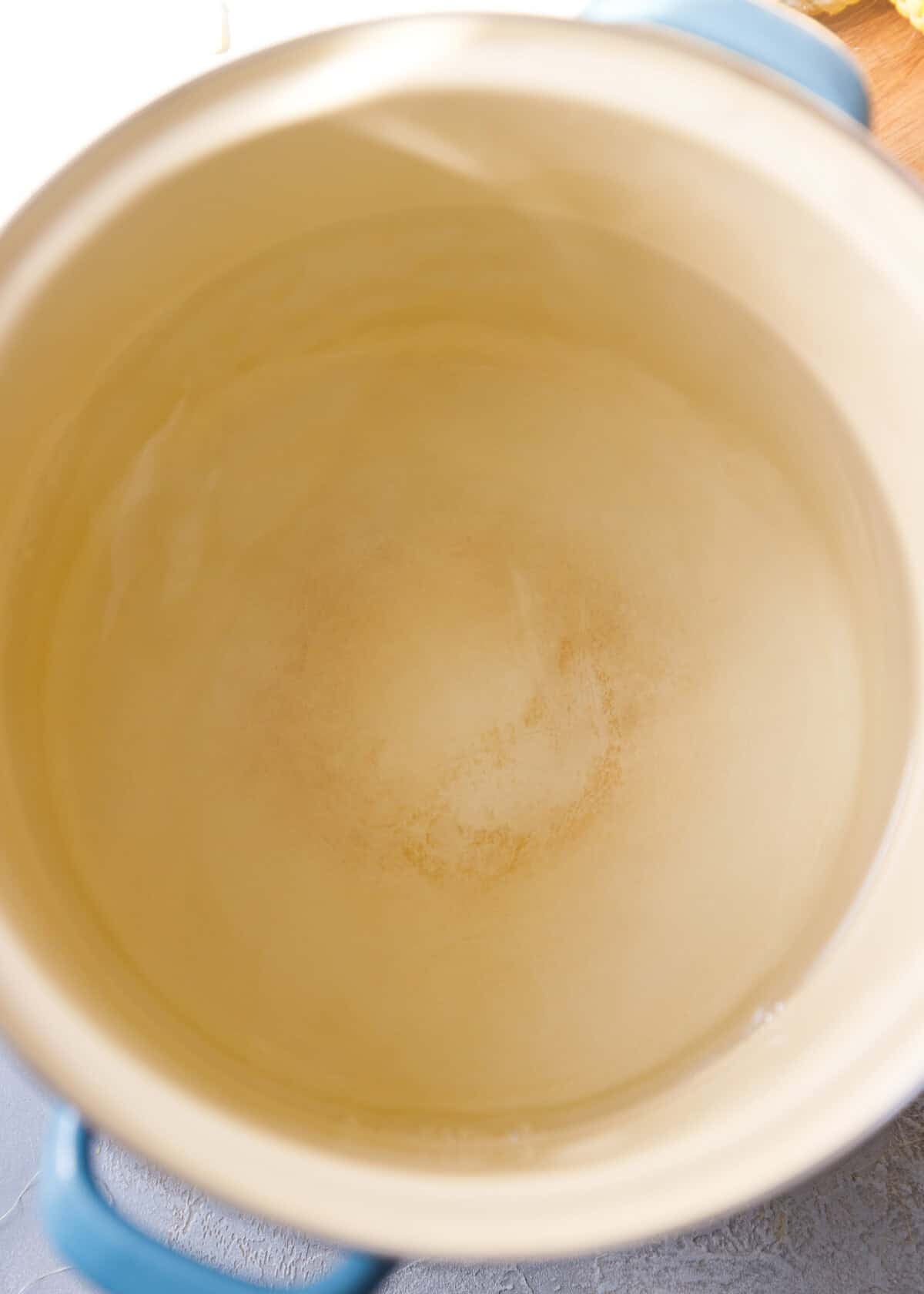 Pot of boiling water for corn