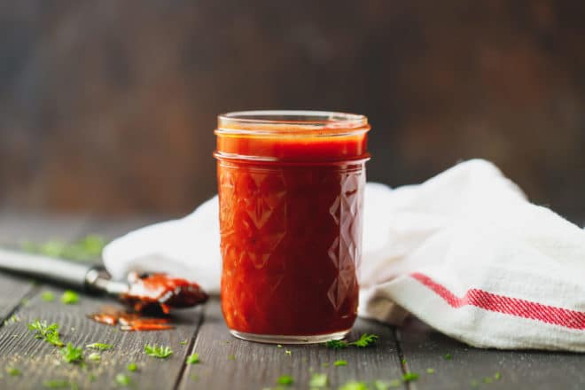 Keto Bbq sauce in a clear jar