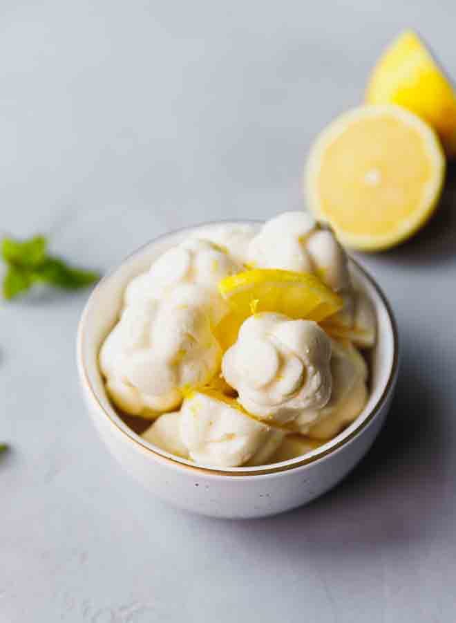 Keto lemon fat bombs in a bowl