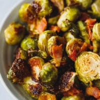 Charred Baked Brussel Sprouts in a bowl