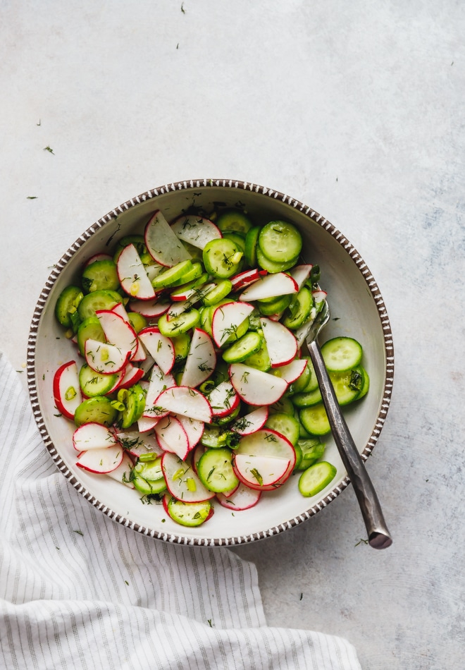 Cucumber Radish Salad - Meals Under 200 Calories