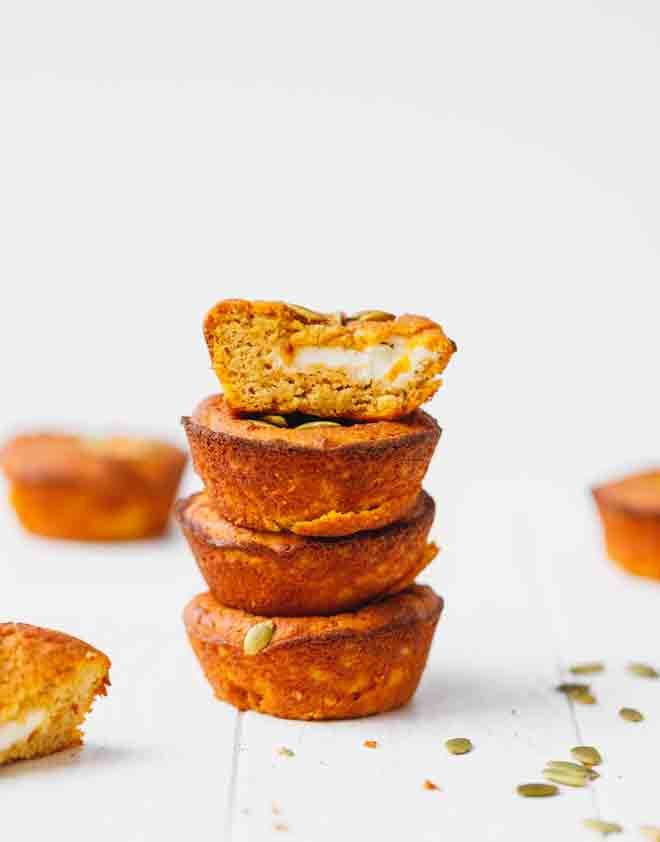 Low-carb pumpkin muffins on top of each other