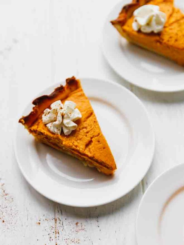 Keto low-carb pumpkin pie on a white plate