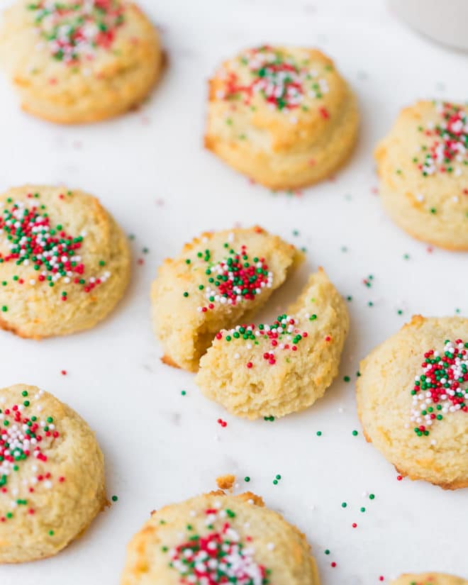 Low-Carb Sugar Cookies with sprinkles on parchment paper