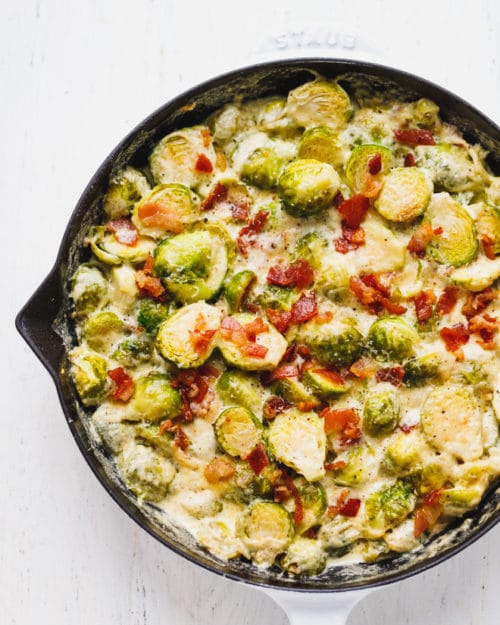 Cheesy Creamy Brussel Sprouts With Bacon - Cooking LSL