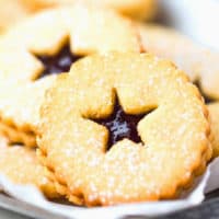 Keto Linzer Cookies With Jam On A Plate