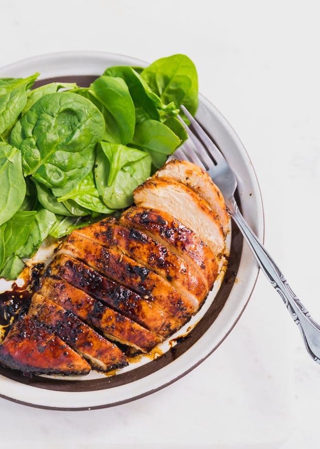 Baked Balsamic Chicken Breast on a plate