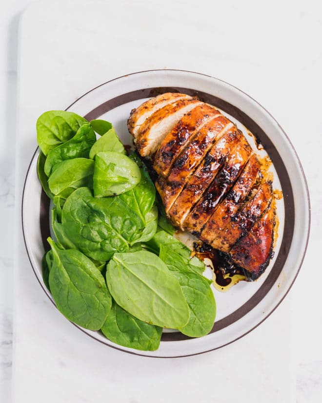 Balsamic chicken breast on a plate