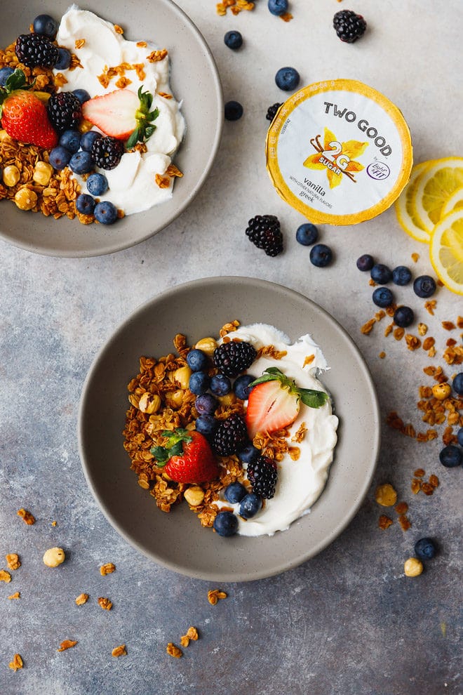 Granola with berries in a bowl