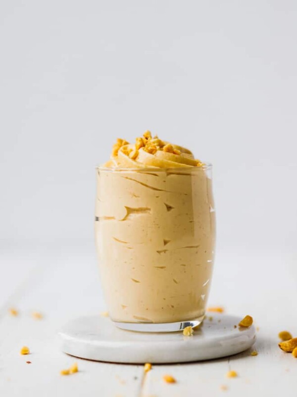 Keto peanut butter mousse in a cup