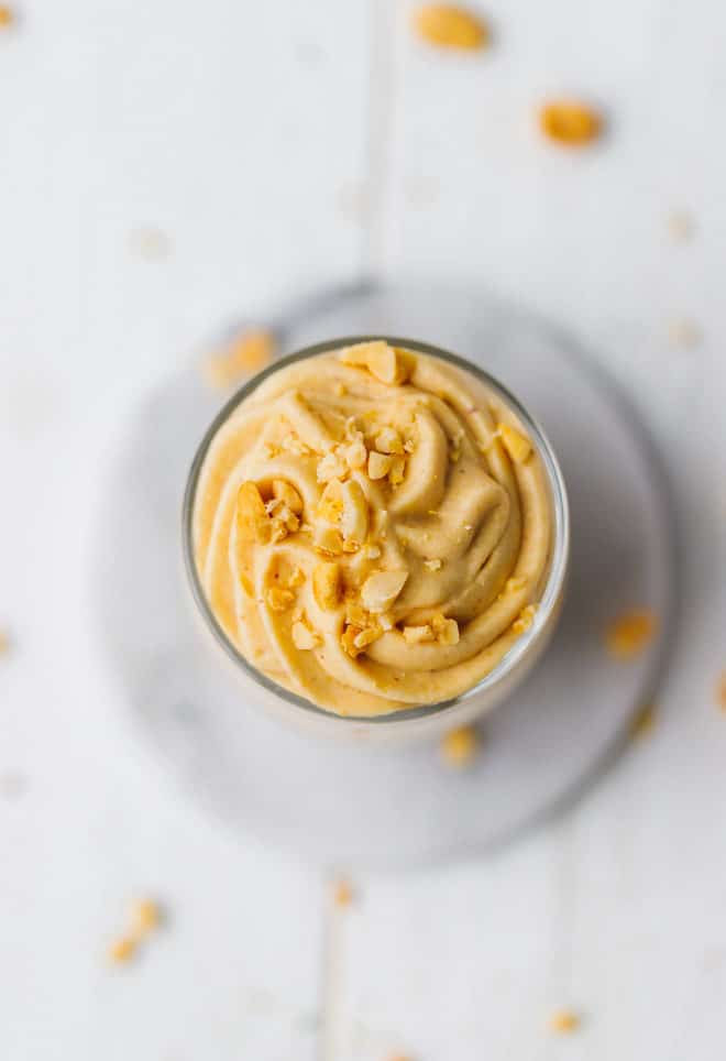 Keto peanut butter mousse in a glass