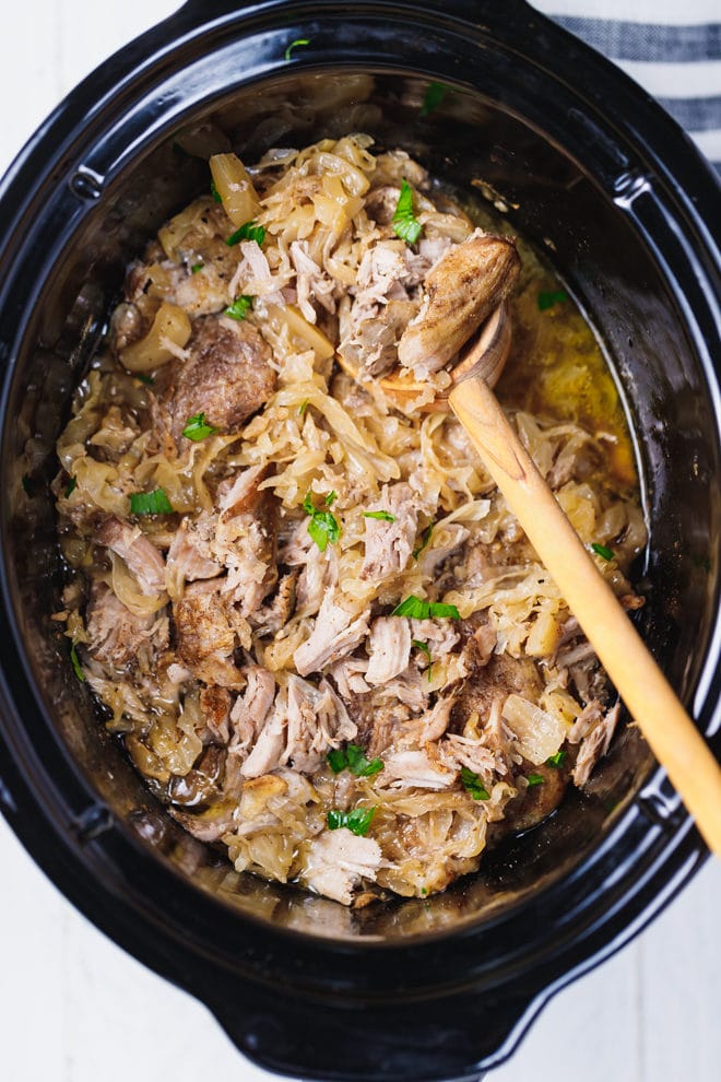 Sauerkraut with pork in a crock pot