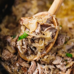 Pork and sauerkraut in a slow cooker
