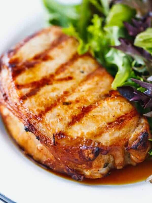 Grilled pork chops on a plate