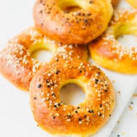 KETO BAGELS ON A MARBLE BOARD