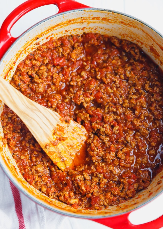Bolognese sauce in a Dutch Oven