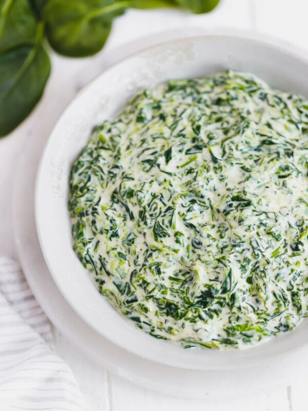 Keto Creamed Spinach In a Bowl