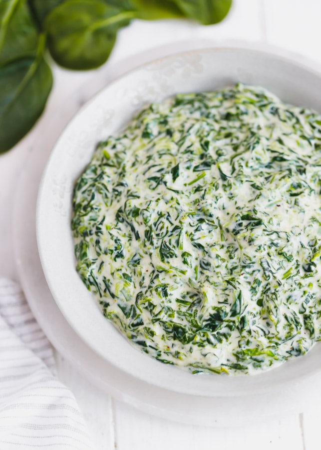Keto Creamed Spinach In a Bowl