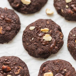 Keto chocolate cookies on parchment paper