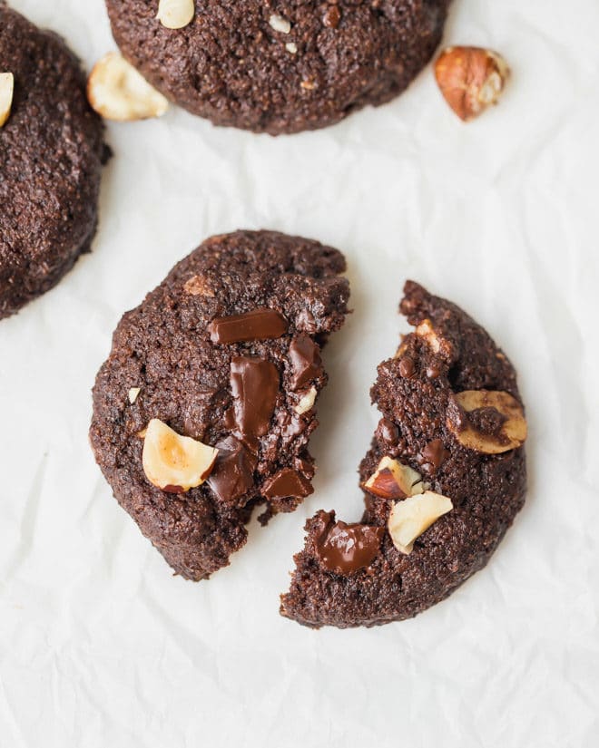Gooey Keto Chocolate Cookie on parchment paper