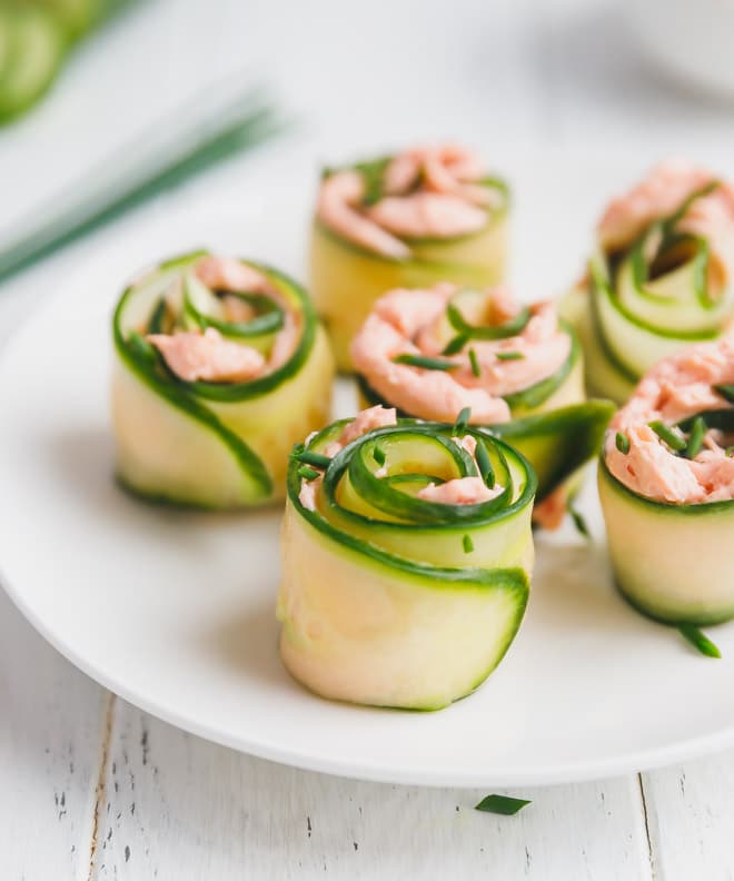 Smoked Salmon Appetizer With Cucumber (Cucumber Salmon Rolls) - Cooking LSL
