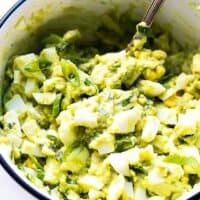The Best Avocado Egg Salad in a white bowl