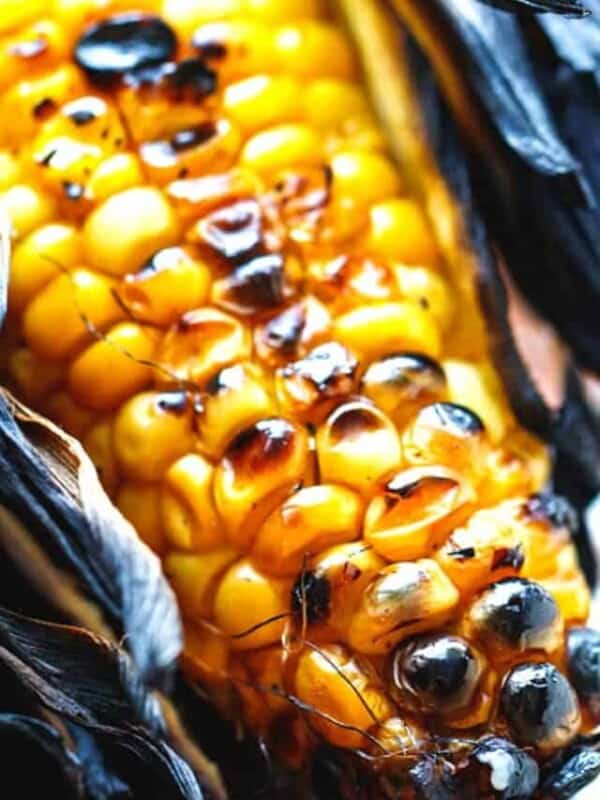 grilled corn on the cob in husk