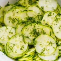 cucumber sliced into rounds in a bowl