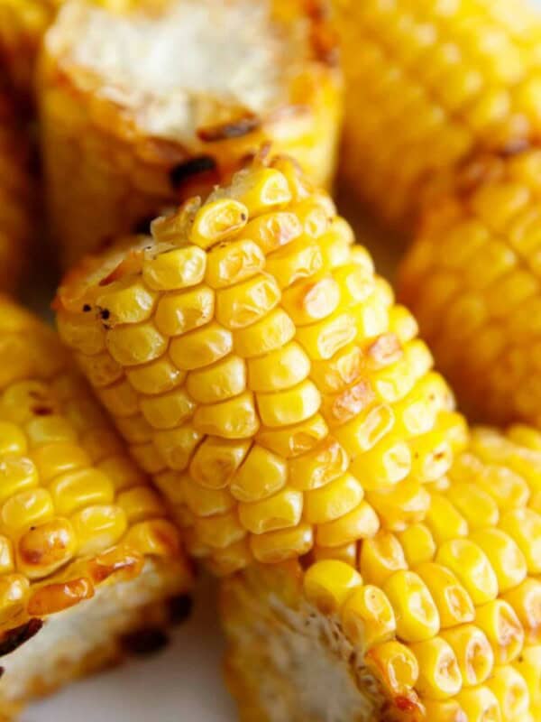 air fryer corn on a plate