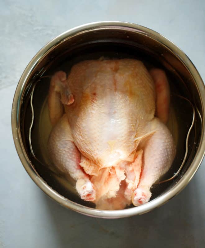 Whole raw chicken in an Instant pot