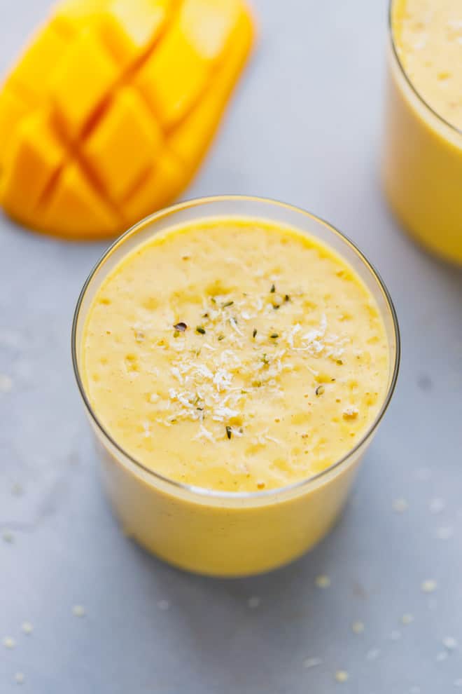 Vegan Mango Smoothie In a Clear glass
