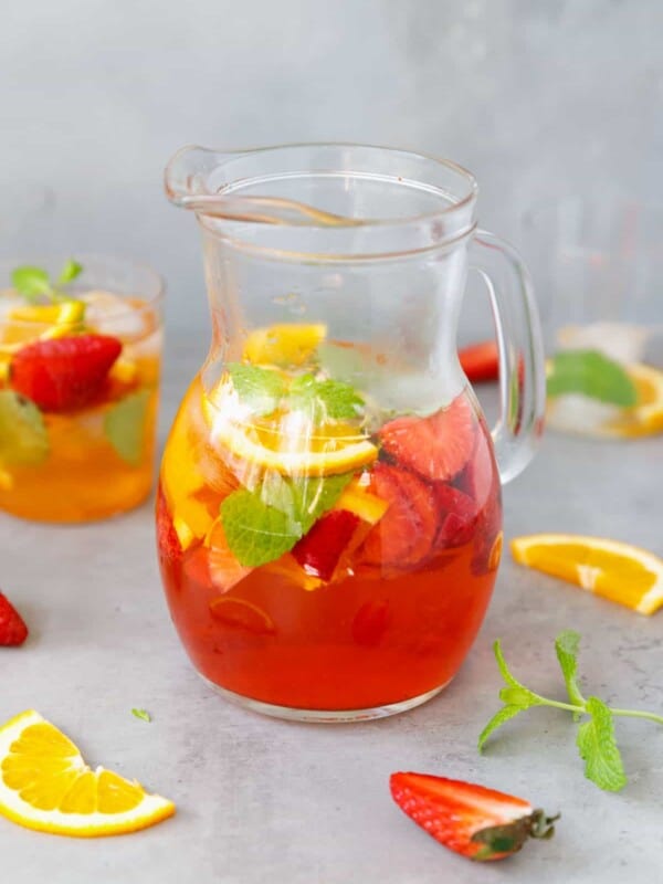 A pitcher with rose sangria