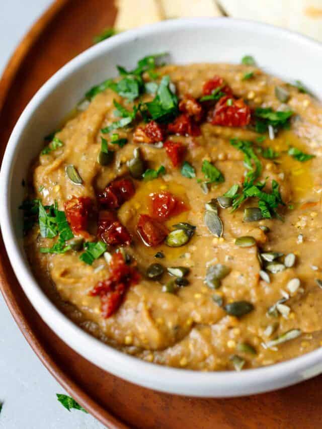 Vegan Eggplant Dip in a bowl