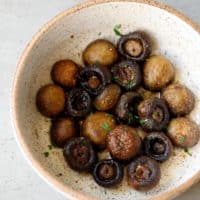 Button White Air Fryer Mushrooms in a bowl