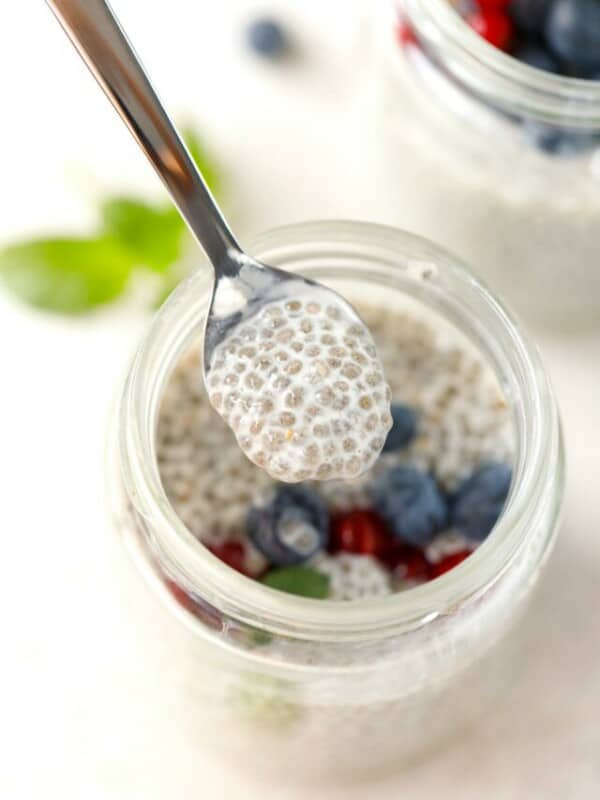 Basic chia pudding in a spoon