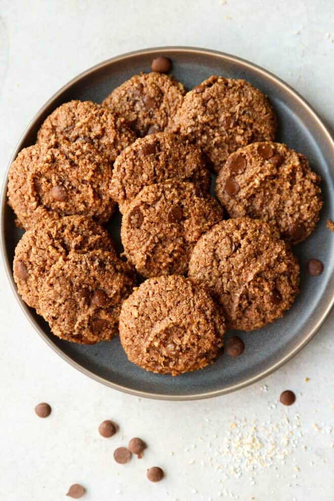 Chocolate Oat Bran Cookies On A Plate