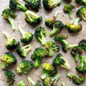 Easy roasted broccoli on a baking sheet
