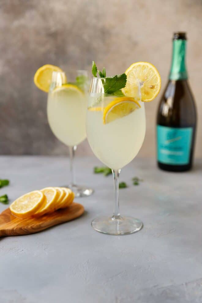 Limoncello Spritz Cocktail in a wine glass