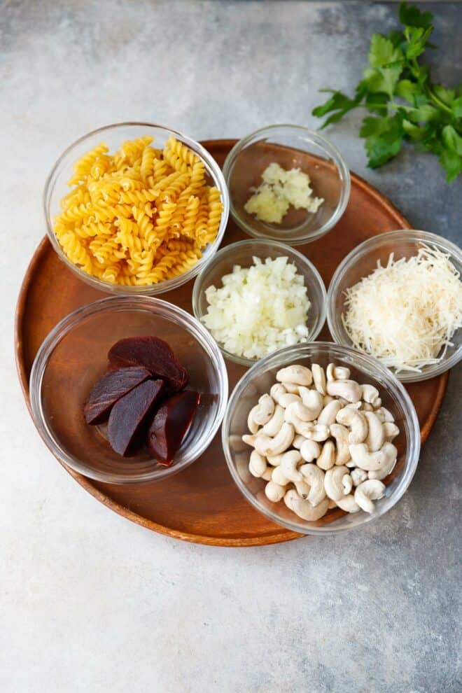 Ingredients to make vegan beet pasta 