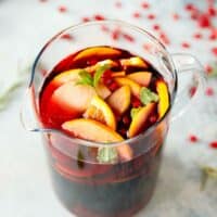 Fall Sangria with red wine in a pitcher