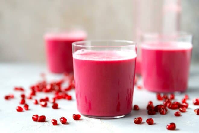 A glass with pomegranate juice
