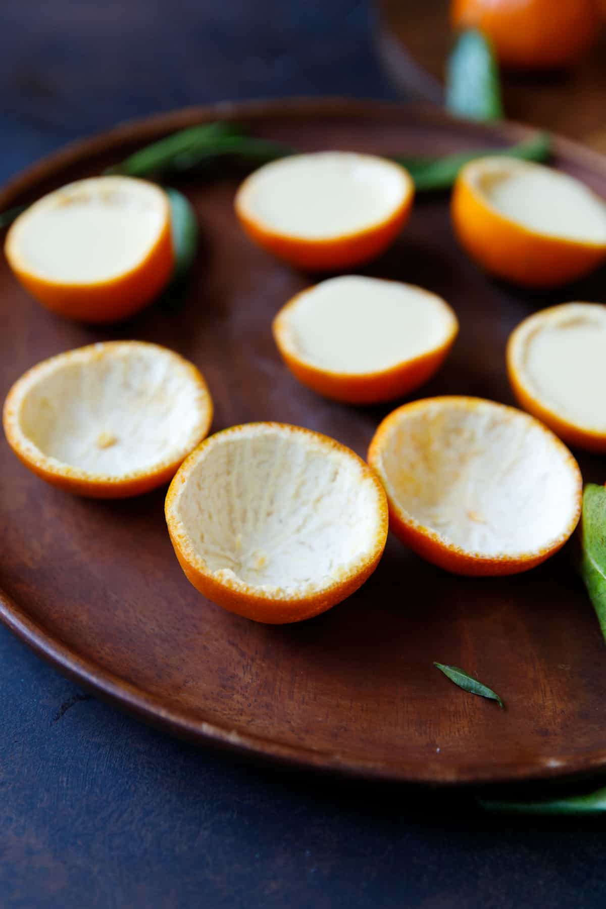 Tangerine shells with flesh removed