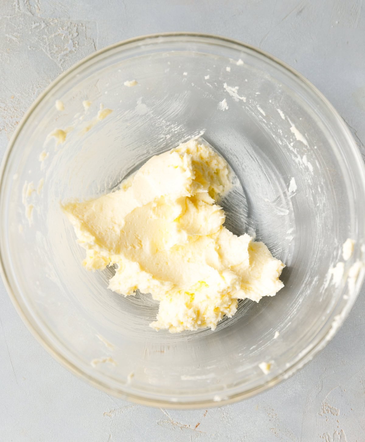 Creamed butter and powdered erythritol mixed until light and fluffy.