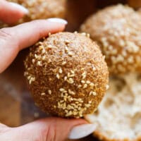 Psyllium husk bread roll with sesame seeds, low carb and gluten free